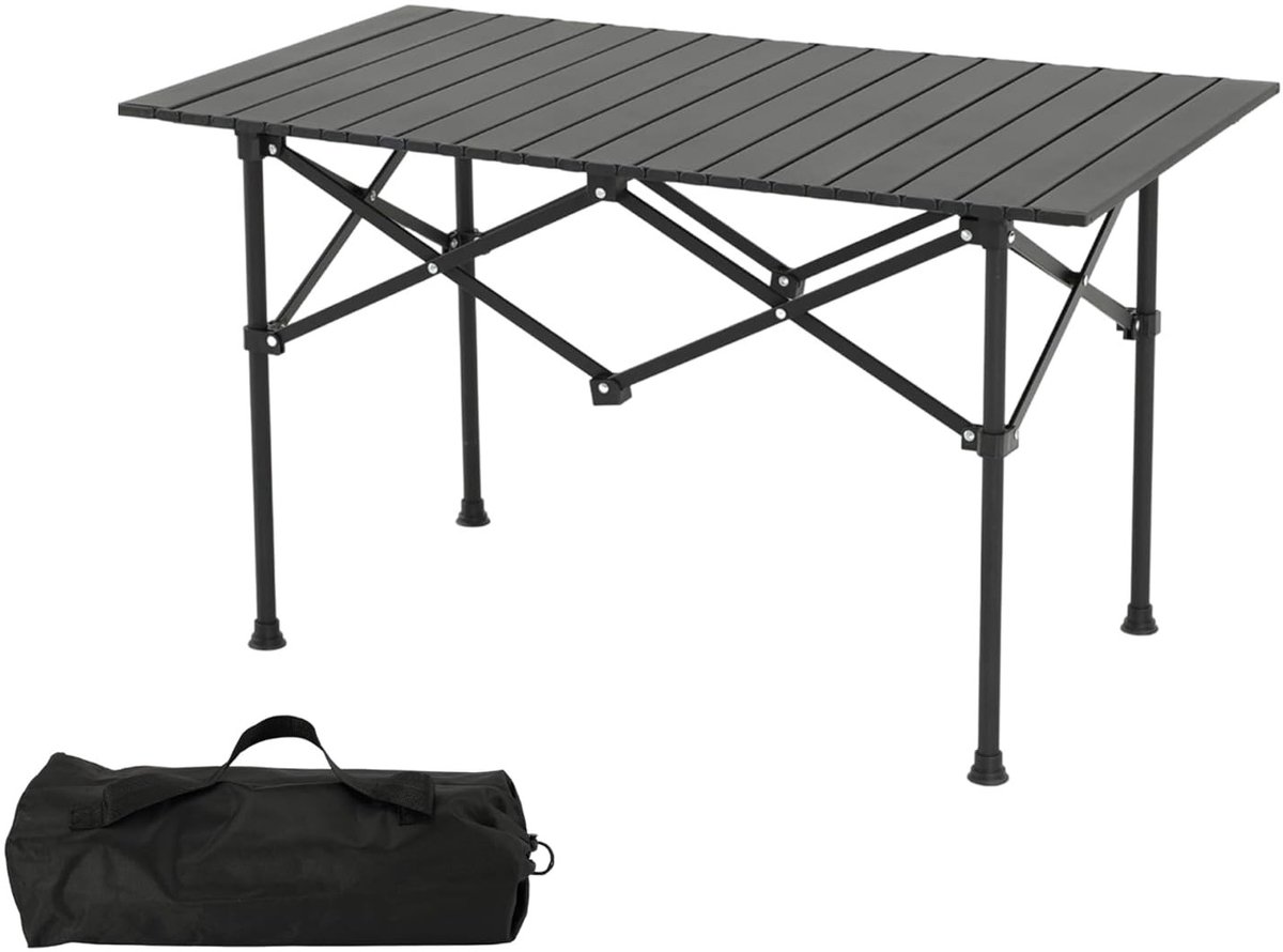 Omgoods - Opvouwbare Campingtafel met Draagtas - Zwart 96 x 56 x 50 cm