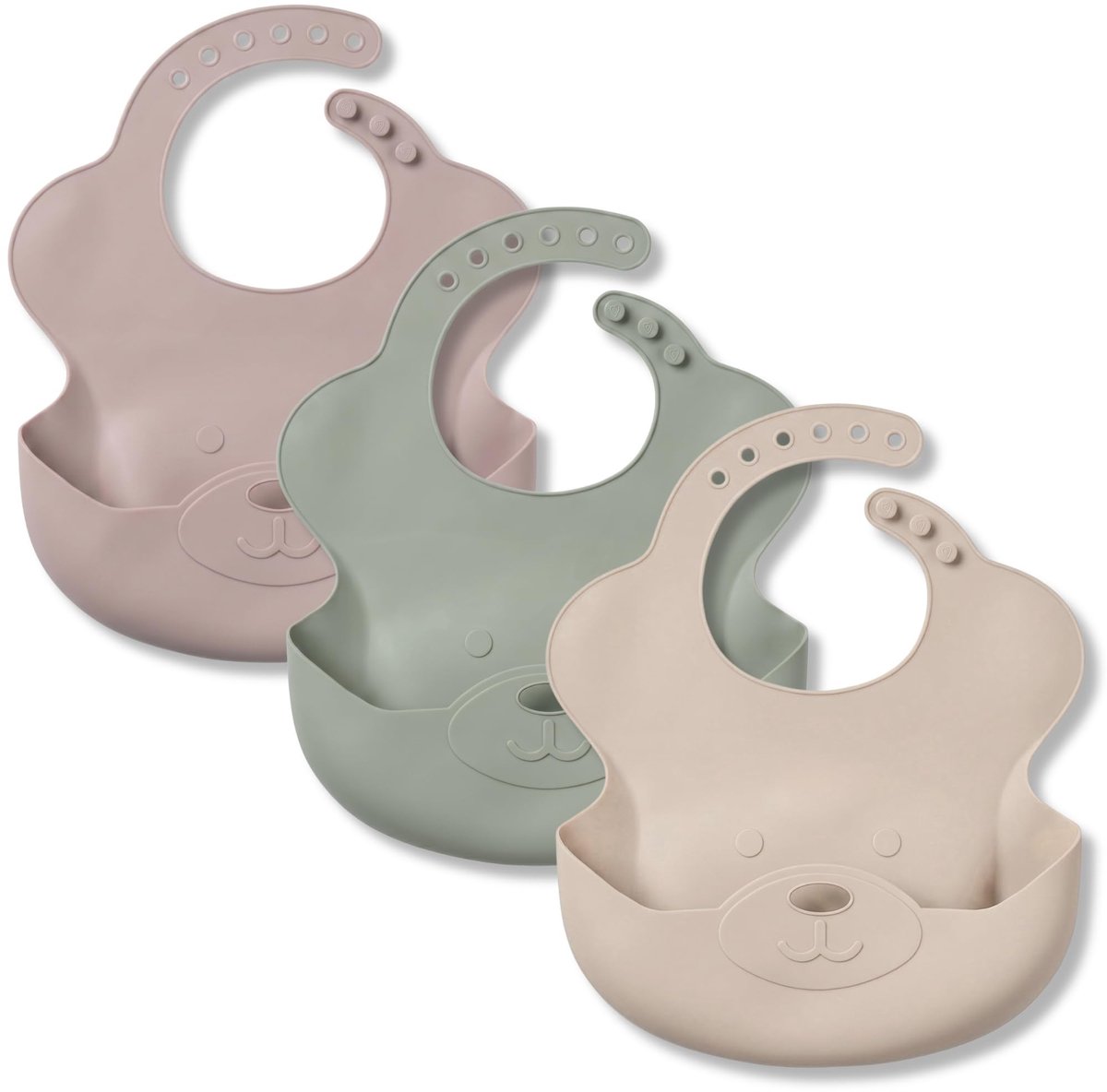 Omgoods - Set van 3 Siliconen Slabbetjes voor Baby's met Opvangbak
