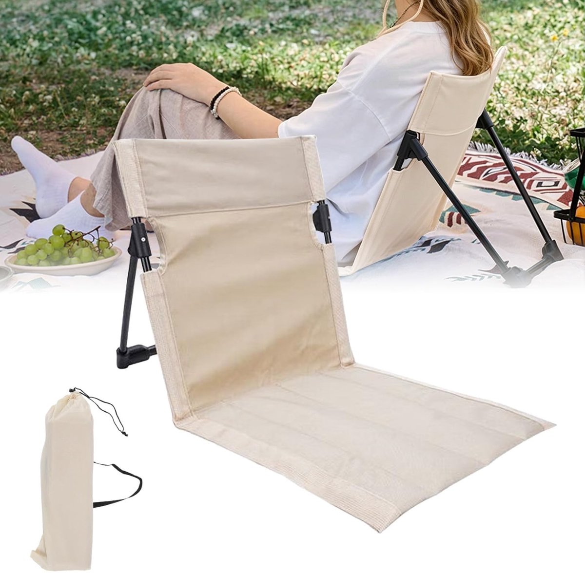 Omgoods - Vouwbare Strandmat met Rugsteun voor Buiten