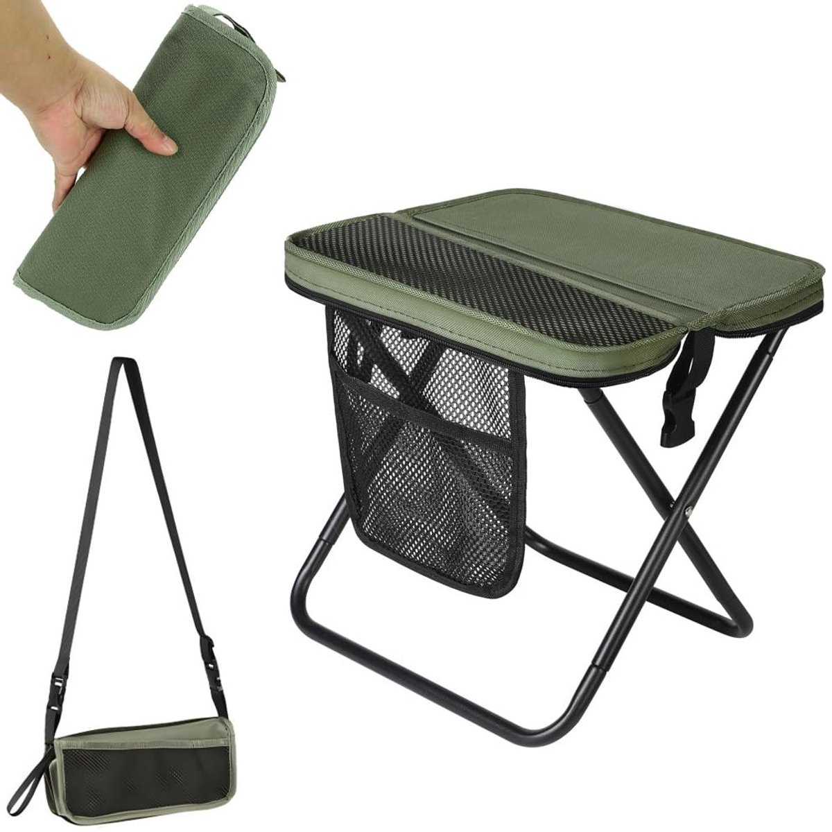 Omgoods - Draagbare Opvouwbare Campingkruk met Opbergtas 31 cm