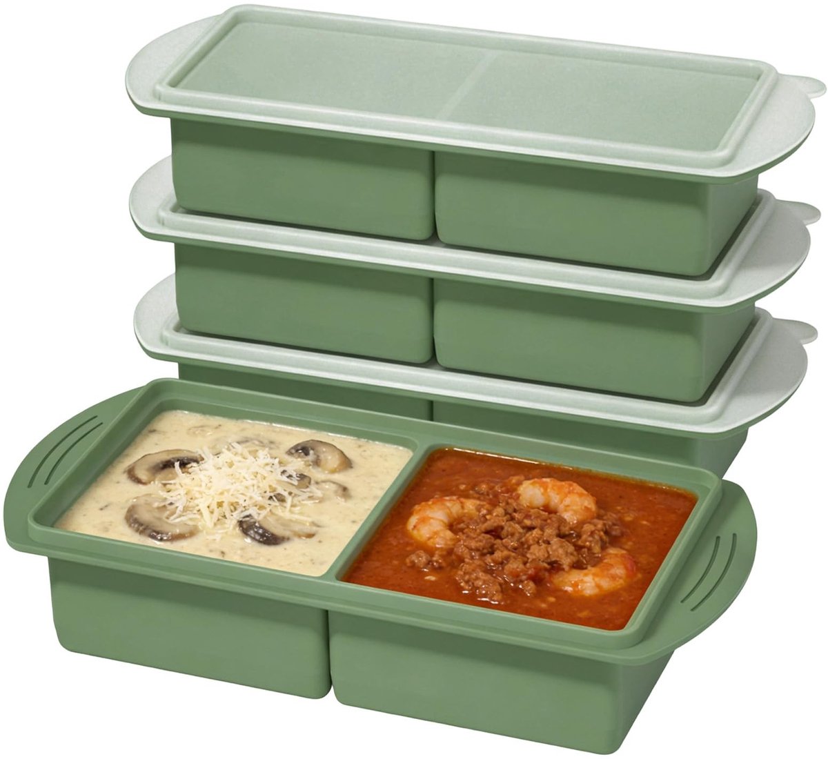 Omgoods - Set van 4 Silicone Vriezerdozen met Deksel voor Voedsel