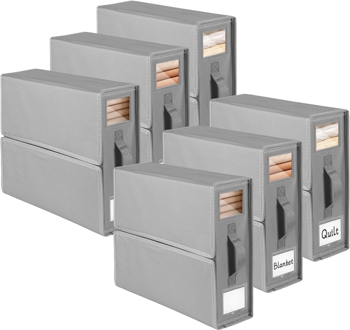 Omgoods - 6 Stuks Opbergzakken voor Beddengoed - Vouwbare Opbergdozen met Venster