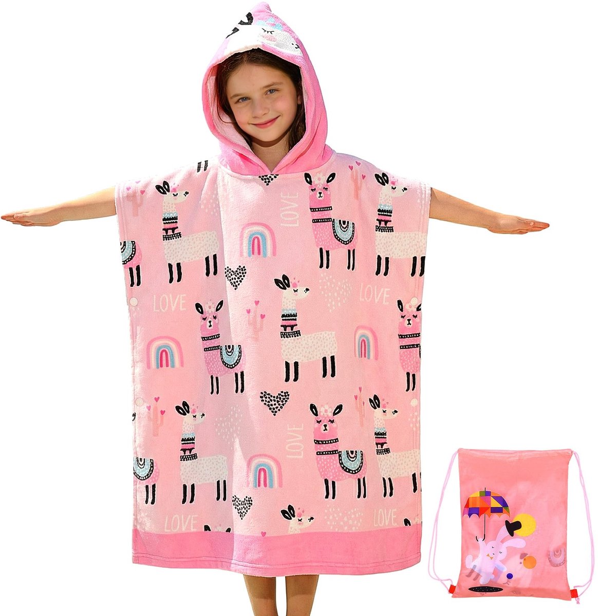 Omgoods - Kinderen Bad Poncho met Dinosaurus Design, 75 x 180 cm