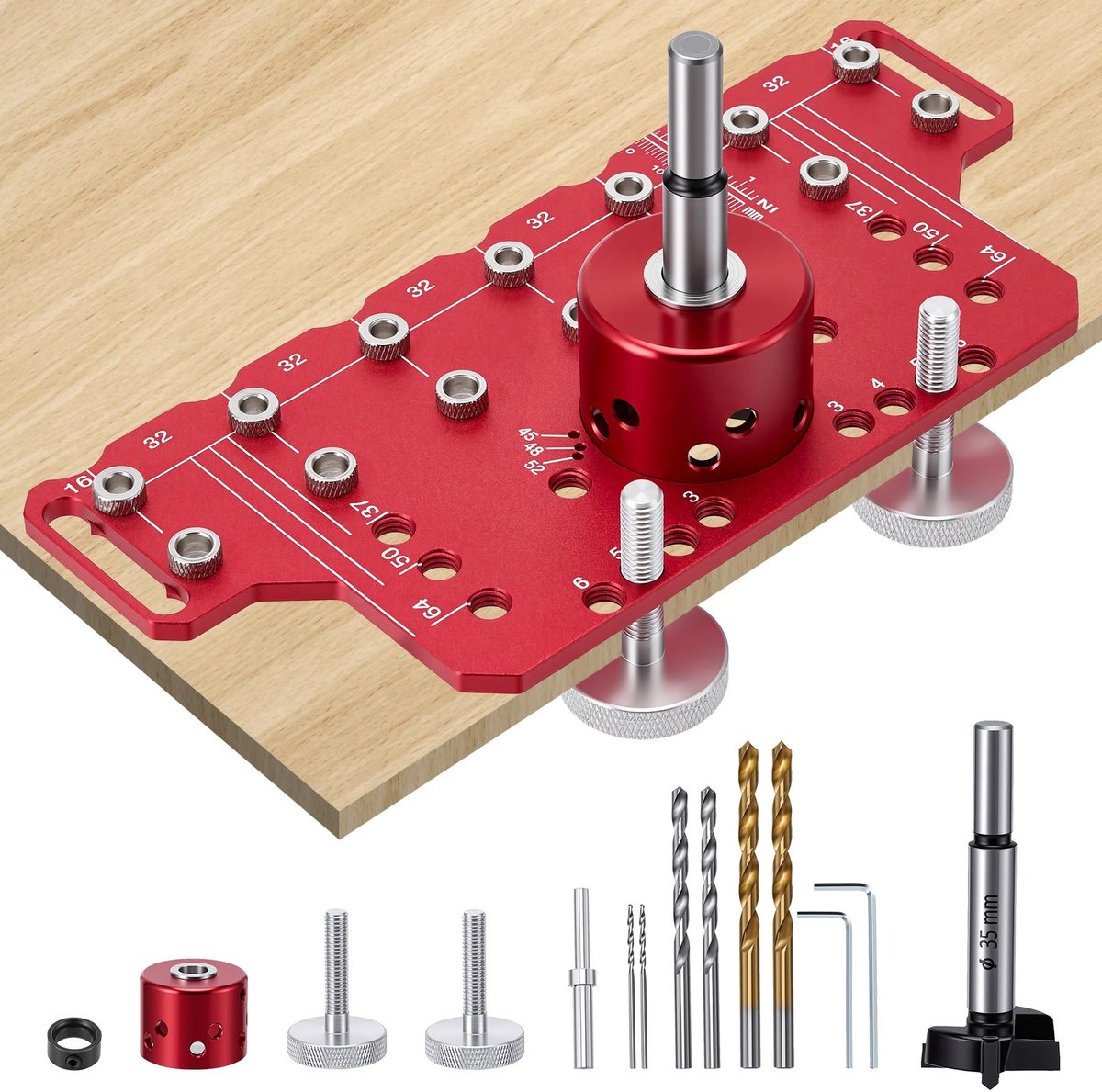 Omgoods - 2-in-1 Boortemplate voor Planksteunen en Scharnieren