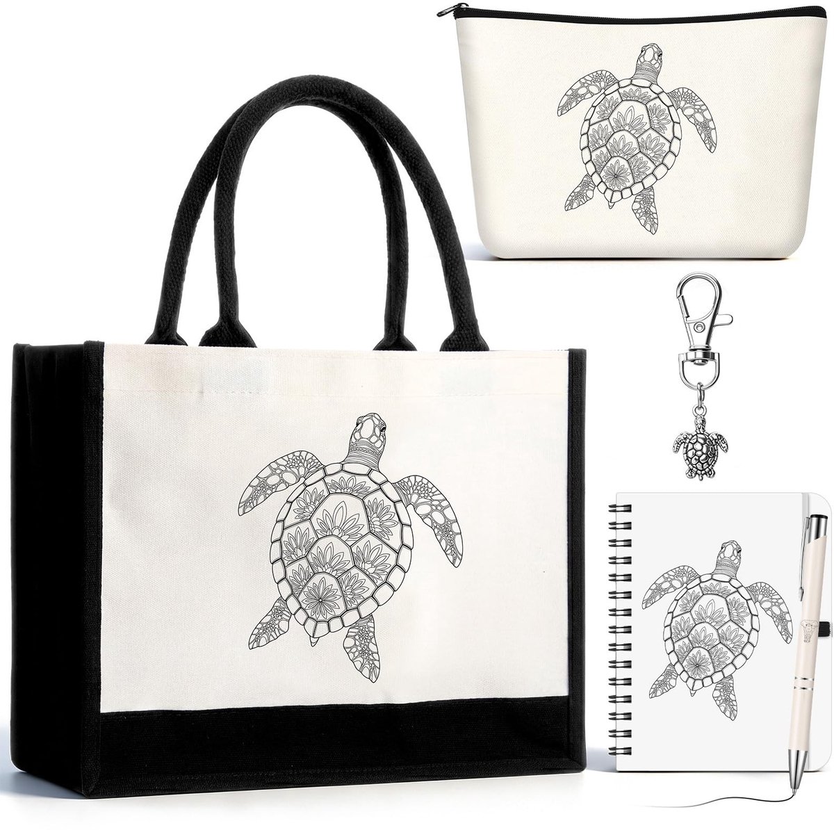 Omgoods - Cadeauset voor Vrouwen - Boodschappentas, Make-Uptas, Notitieboekje, Pen, Sleutelhangertje