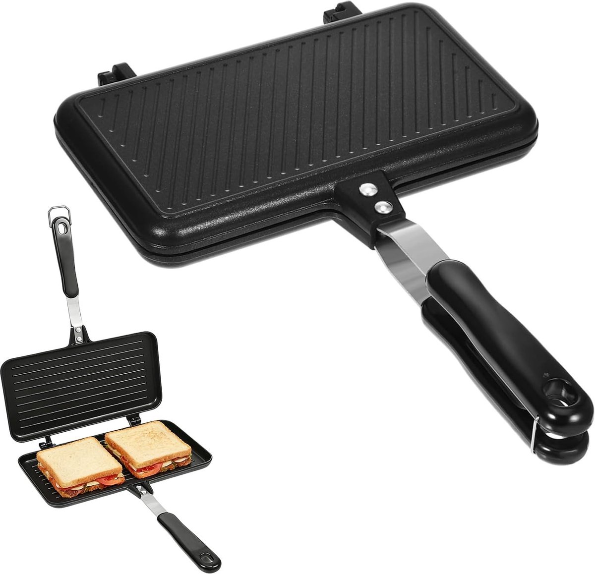 Omgoods - Camping Sandwichmaker, Dubbelzijdig, Aluminium, Antiaanbaklaag