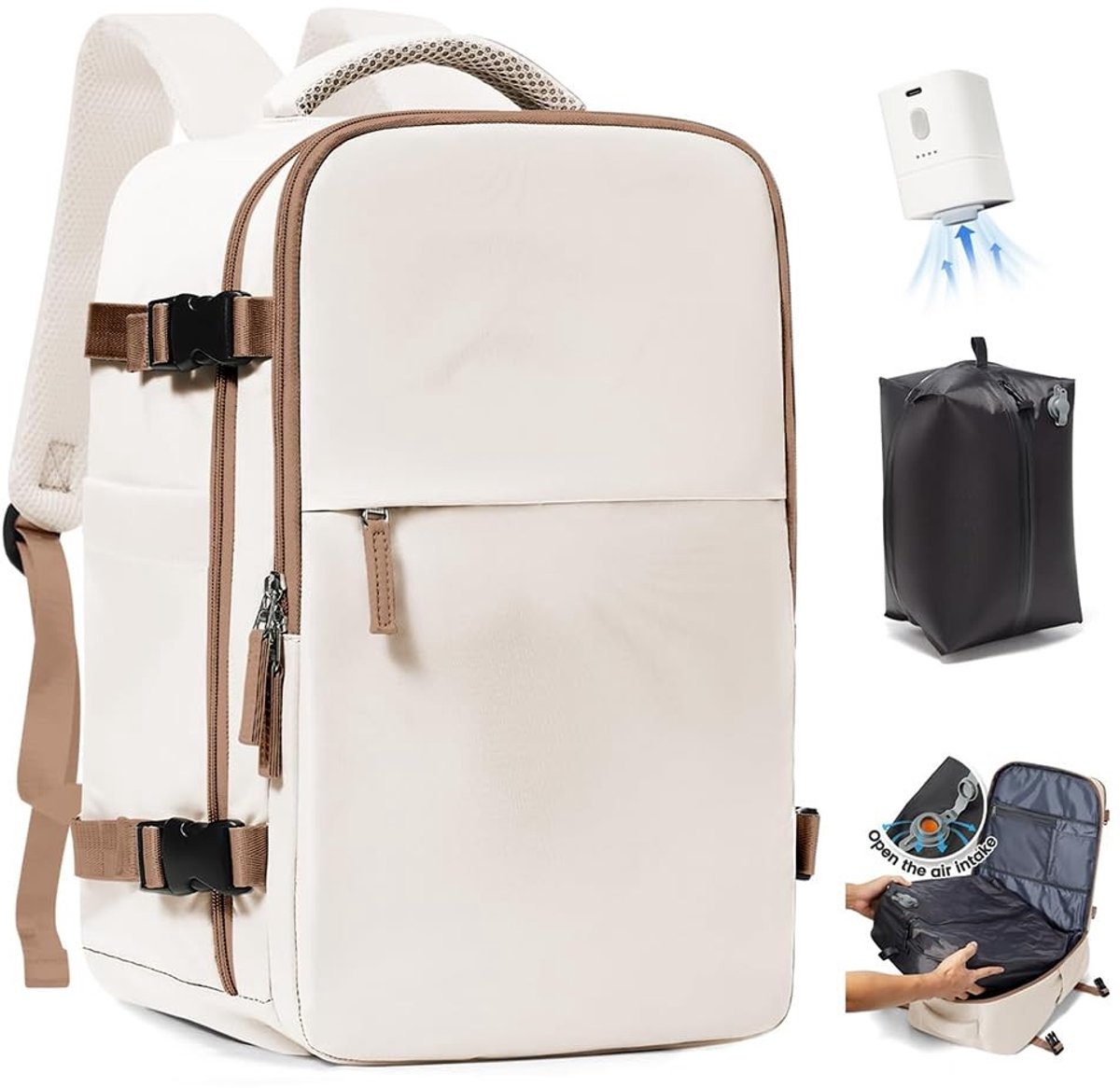 Omgoods - Vrouwen Vacuum Backpack met Pomp voor Reizen - Ryanair Handbagage 40x30x20 cm