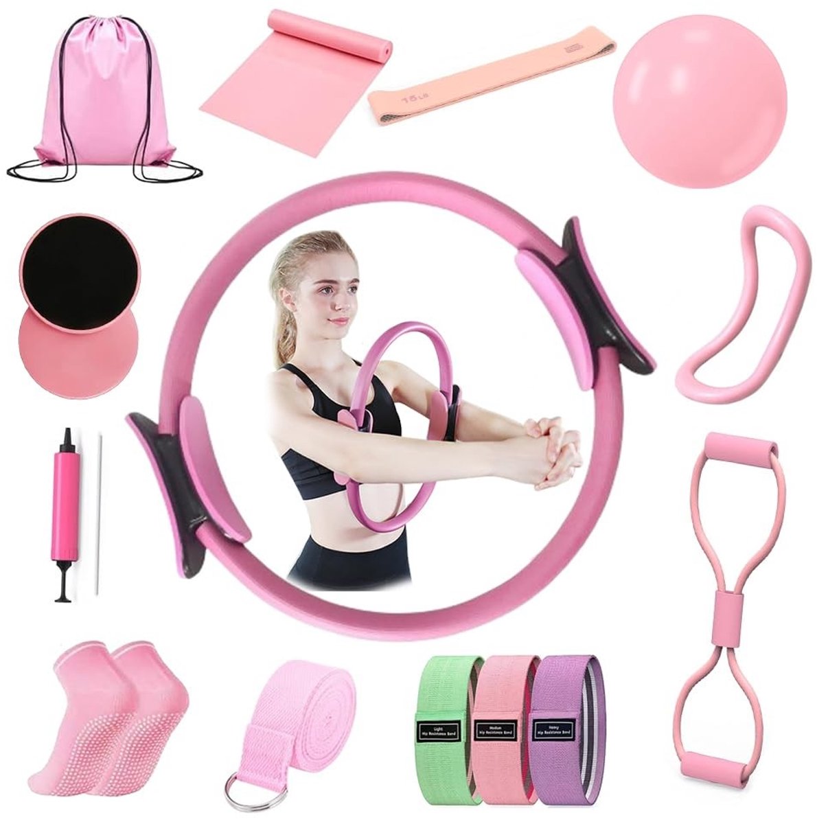 Omgoods - Pilates Ring Set met 15 Essentiële Accessoires