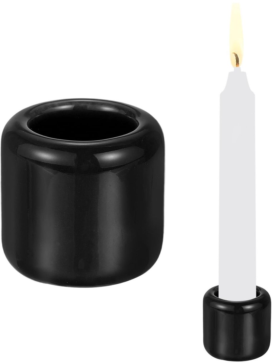 Omgoods - Set van 2 Zwarte Mini Kaarsenhouders voor Decoratie