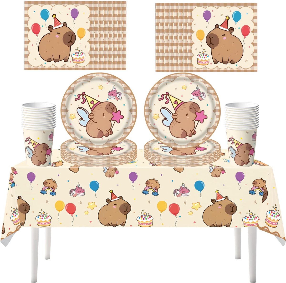 Omgoods - Servieset Capybara Thema voor 20 Personen, 61 Stuks