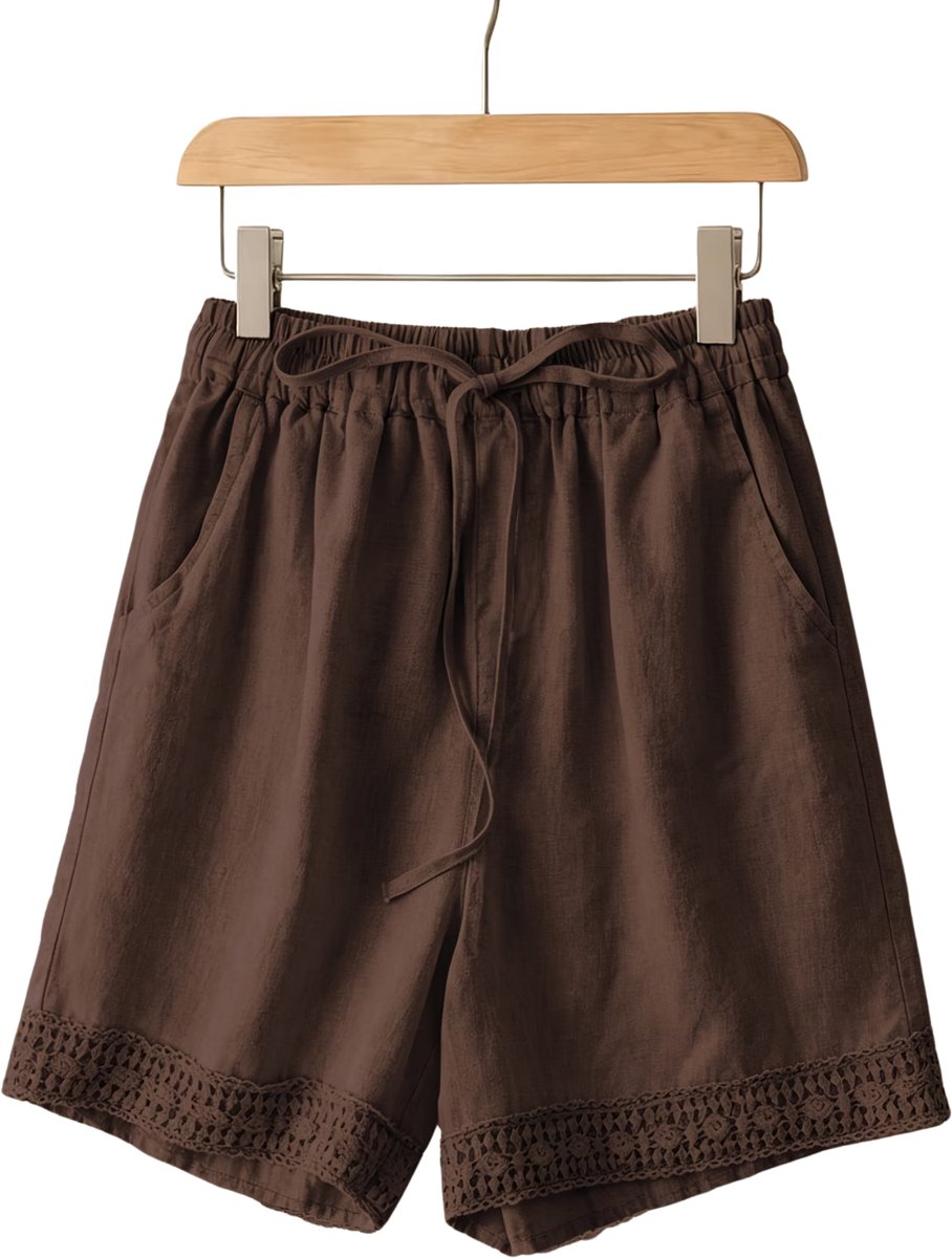 Currero Korte Broek Dames Spijkerbroek Met Zakken Volwassenen Meisjes Shorts Koffie Bruin