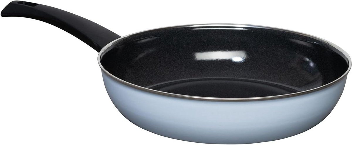 Emaille Koekenpan - Koekenpan Emaille - Koken op Inductie - Snelle Warmtegeleiding - 28 cm - Lichtblauw