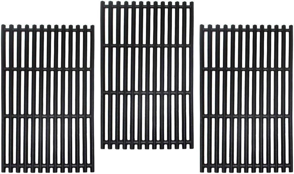 Grillroosters Gietijzer - Barbecue Roosters - Buiten Koken - Mat Emaille Afwerking - 3 x 43 x 24 cm - Zwart