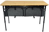 EveBase Flex 120 - Campingkast - Inklapbare Campingtafel met Opbergruimte - Verstelbaar - Bamboe - Grijs/Zwart