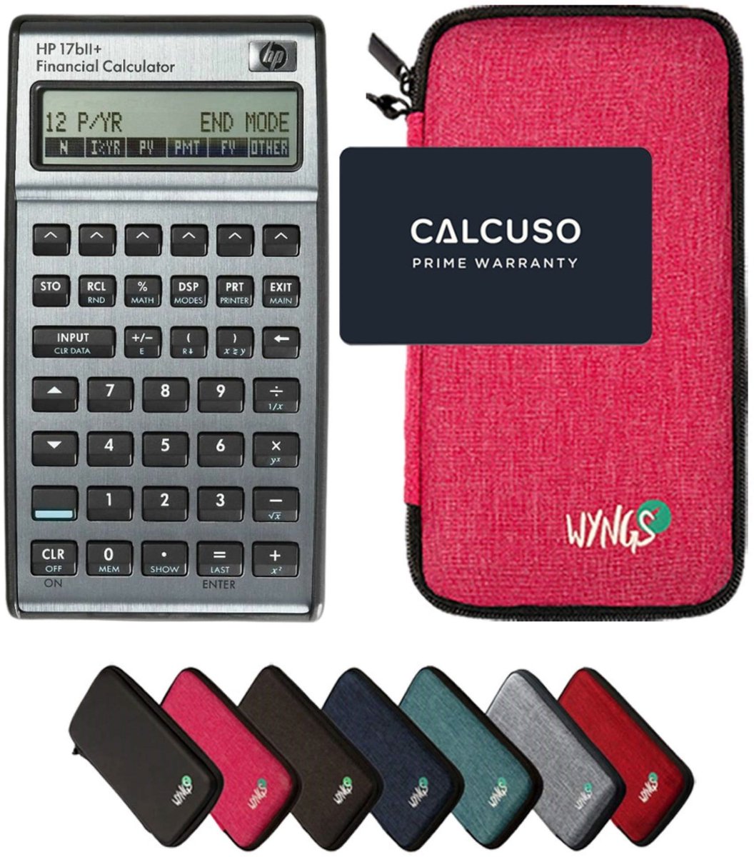 HP 17bll+ incl. WYNGS Beschermhoes Roze - Financiële Rekenmachine - Basis Pakket