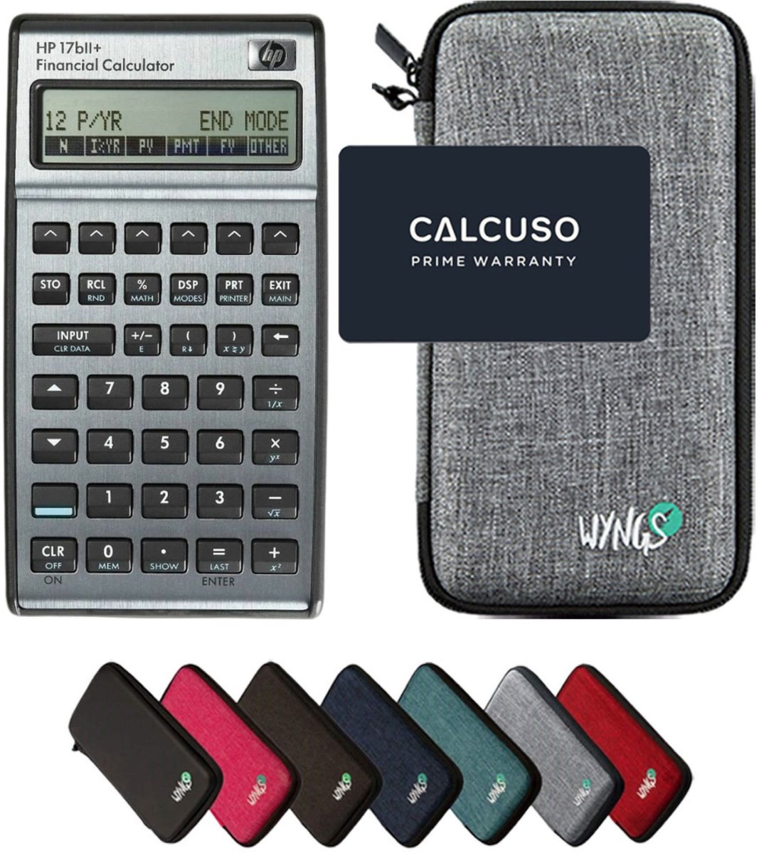 HP 17bll+ incl. WYNGS Beschermhoes Lichtgrijs - Financiële Rekenmachine - Basis Pakket