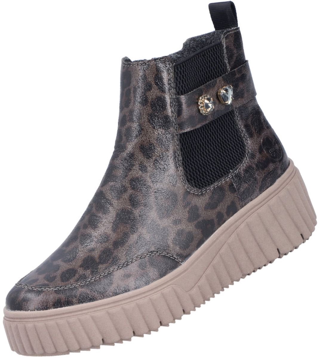 Rieker Chelsea-laarzen voor dames, luipaardprint/grijs