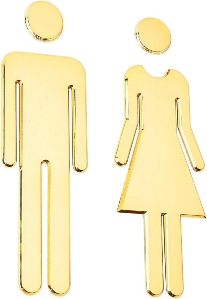 SnelShoppen - Toilet Stickers Set van 2 Zelfklevende Panelen voor Badkamer Deuren, Symbolen voor Mannen en Vrouwen, Duurzaam ABS Materiaal, Waterproof