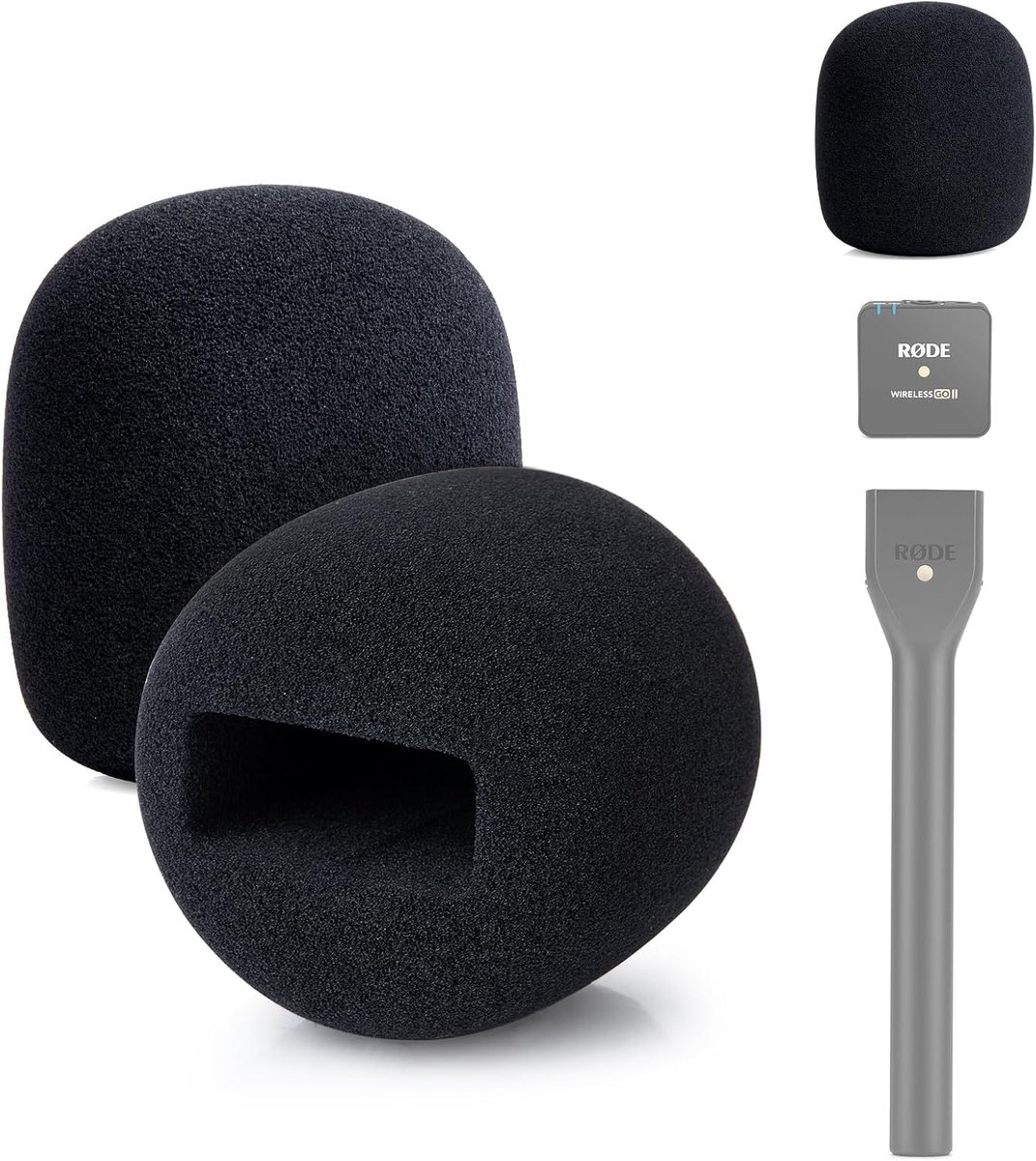 SnelShoppen - Professionele Microfoon Case Schuim voor Rode Draadloze Go 2 - Microfoon Windscreen voor Rode Interview Go Handheld, 2 Stuks Rode Draadl