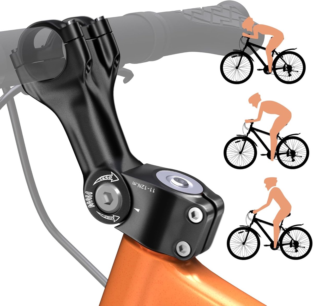 SnelShoppen - Fietsstuurpen 31.8mm x 100mm, Aluminium Legering Fietsstuurpen ±60° Verstelbaar, Fietsstuurverhoger, Roestvrijstalen Verstelbare Pen voo