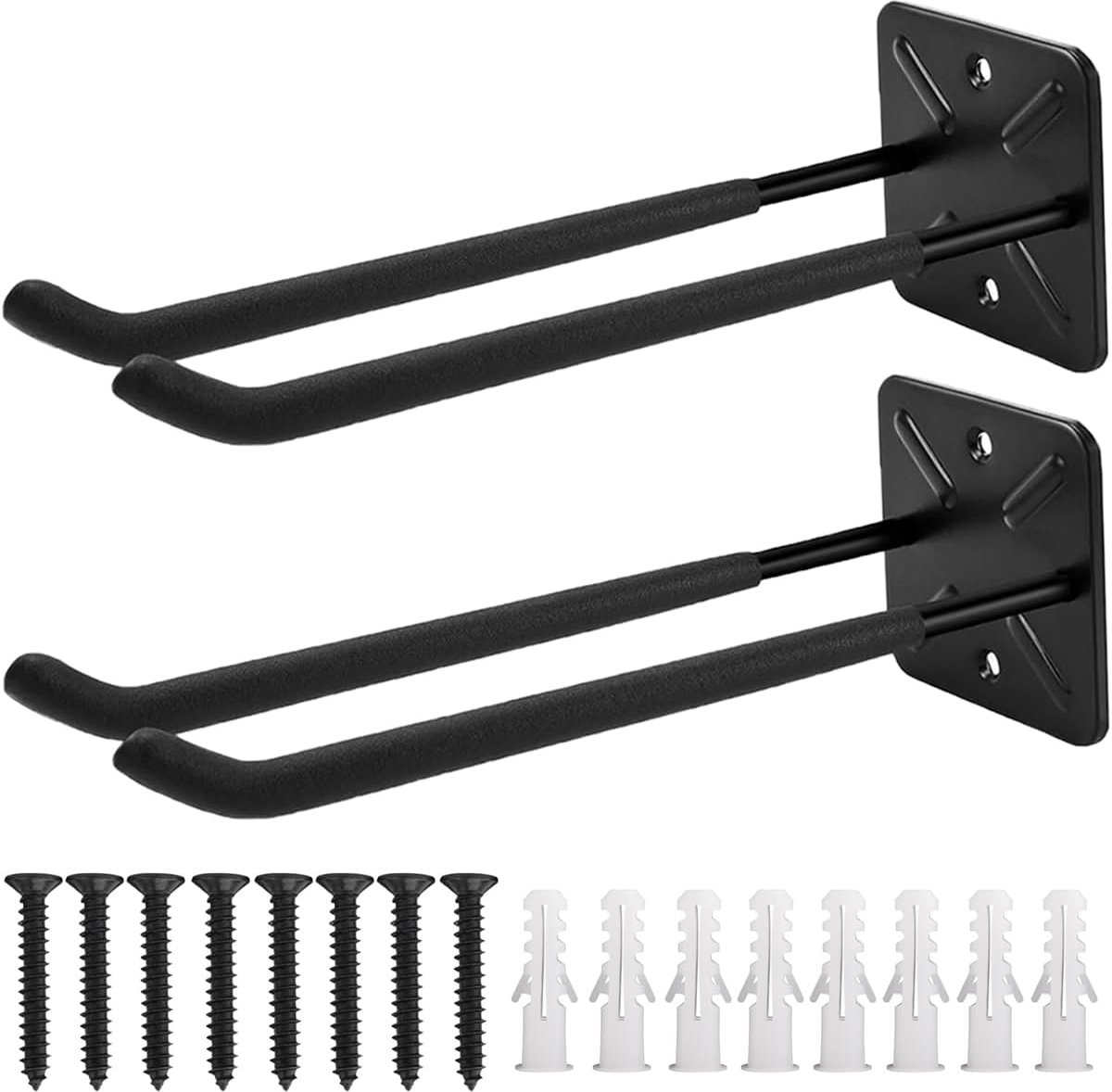 SnelShoppen - Garage Haak voor Wand, Zware Belasting, 2 Stuks, Dubbele Haak, Opslaghaken voor Ladder, Stoel, Tuinslang, Fietsen, Elektrisch Gereedscha