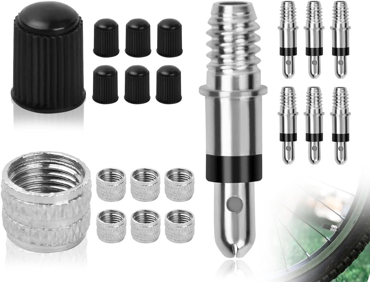 SnelShoppen - Set van 6 Fietsventiel, Duitse Onderdelen, Adapters en Fietsaccessoires voor Mountainbike, Racefiets en Stadsfiets