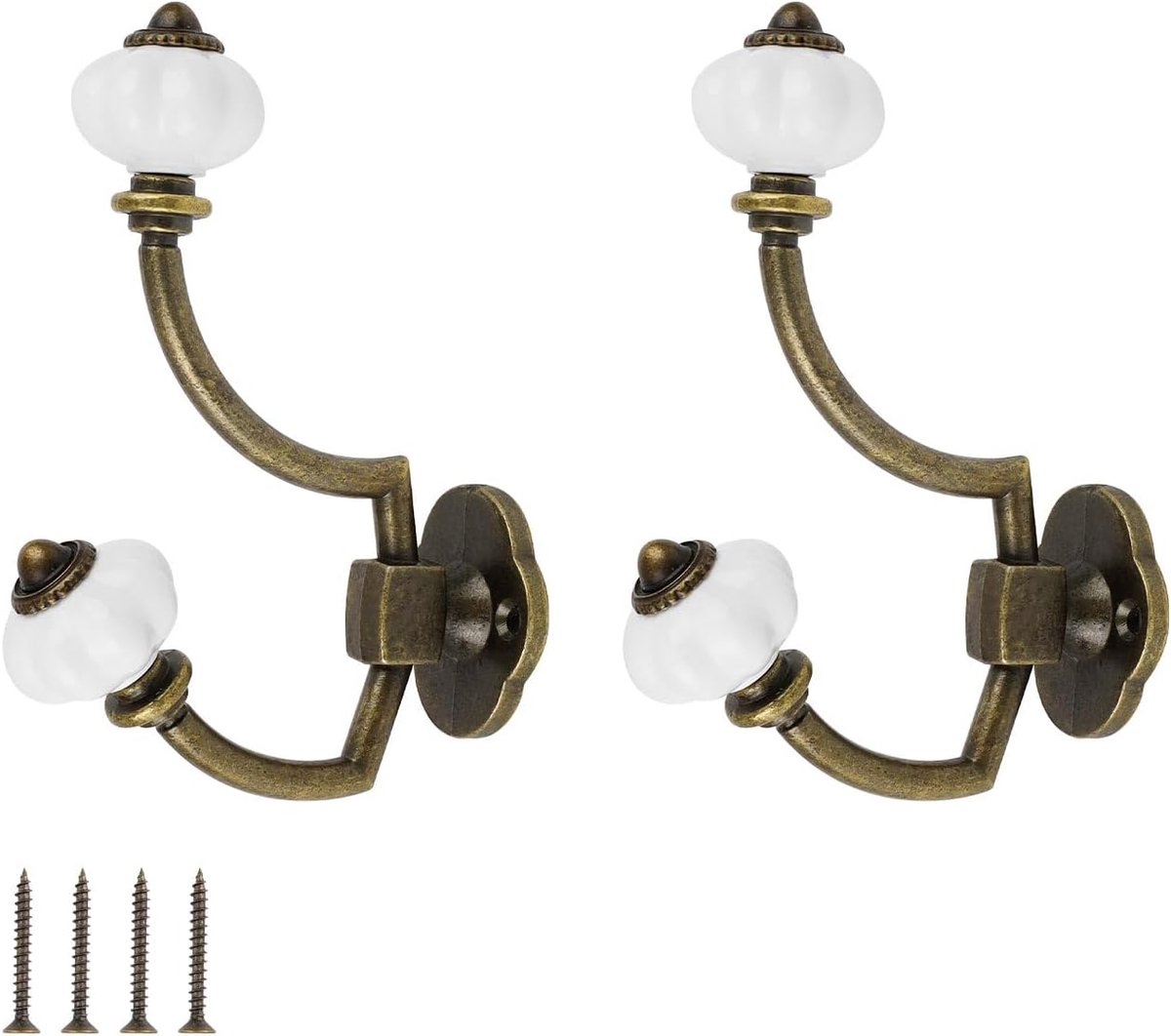 Vintage Clothes Hooks Set of 2 Zinc Alloy Wardrobe Hooks with Screws Vintage Antique Look Space Saving Suitable for - ShopVlot