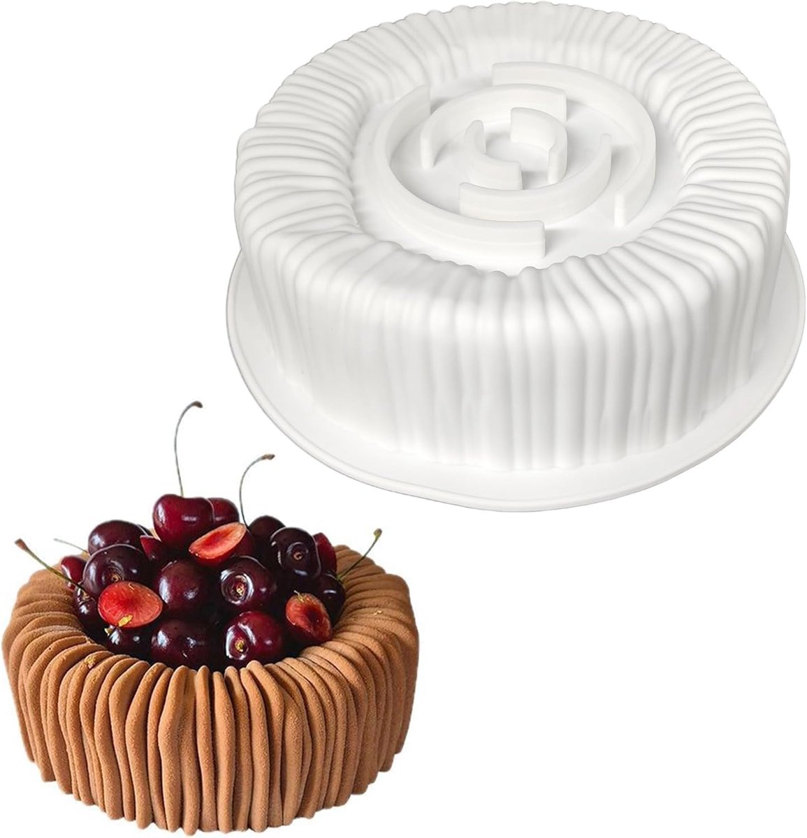 SnelShoppen - Siliconen Cake Bakvormen, 20 cm, Ronde Siliconen Cakevorm, Antiaanbaklaag, Bakvorm voor Brood, Taarten, Pannenkoeken, Keukenaccessoires