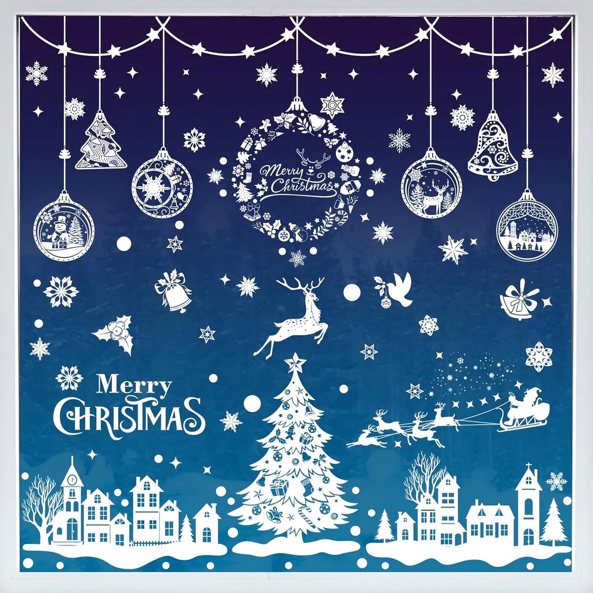 AhfuLife Christmas Window Stickers, 9 Sheets Reusable Christmas Window Clings for Christmas Decorations, Double-Sided - ShopVlot