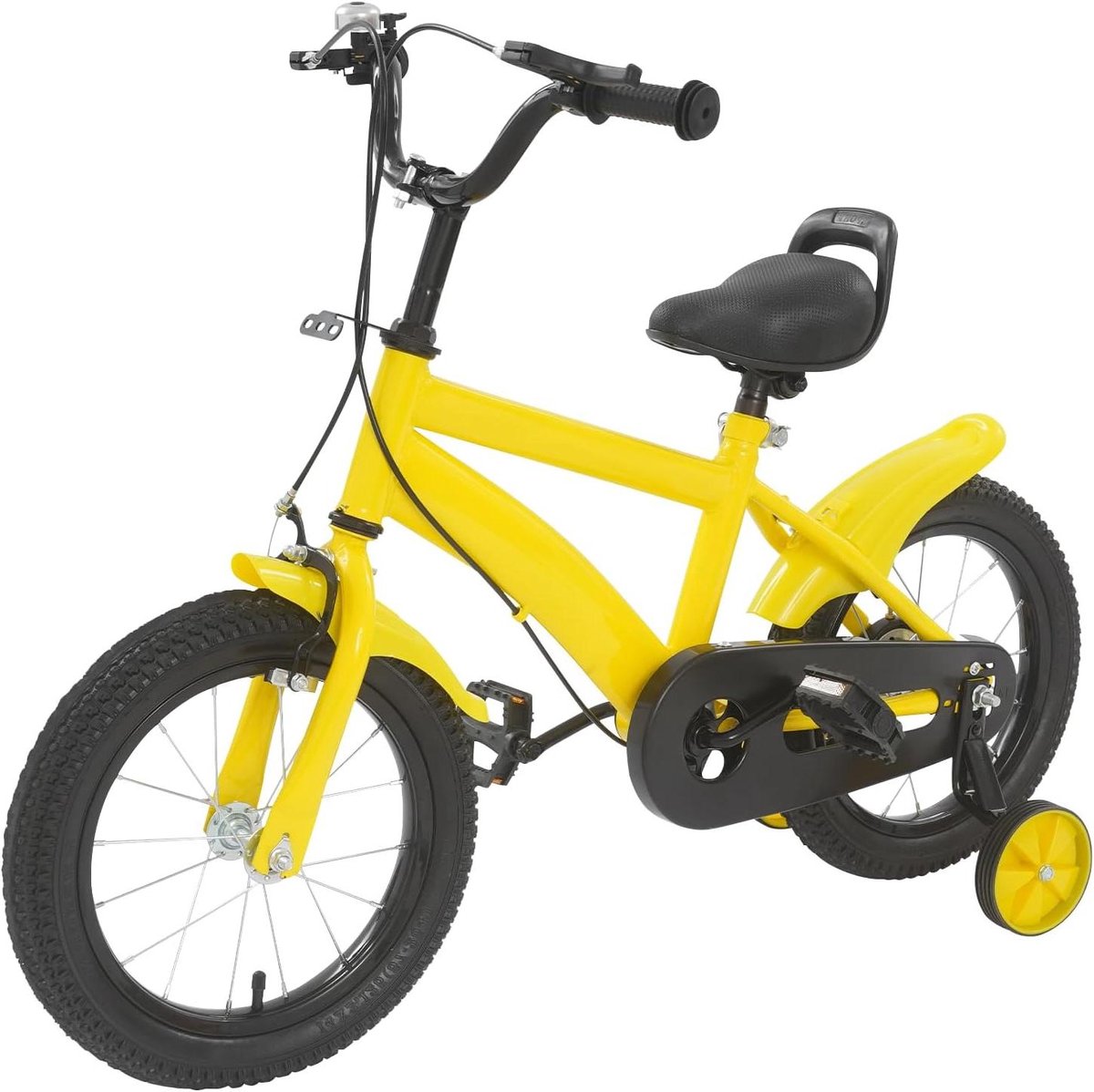 Kinderfiets met steunwielen Loopfiets leerfiets Leren fietsen In hoogte verstelbaar 14 inch Geel