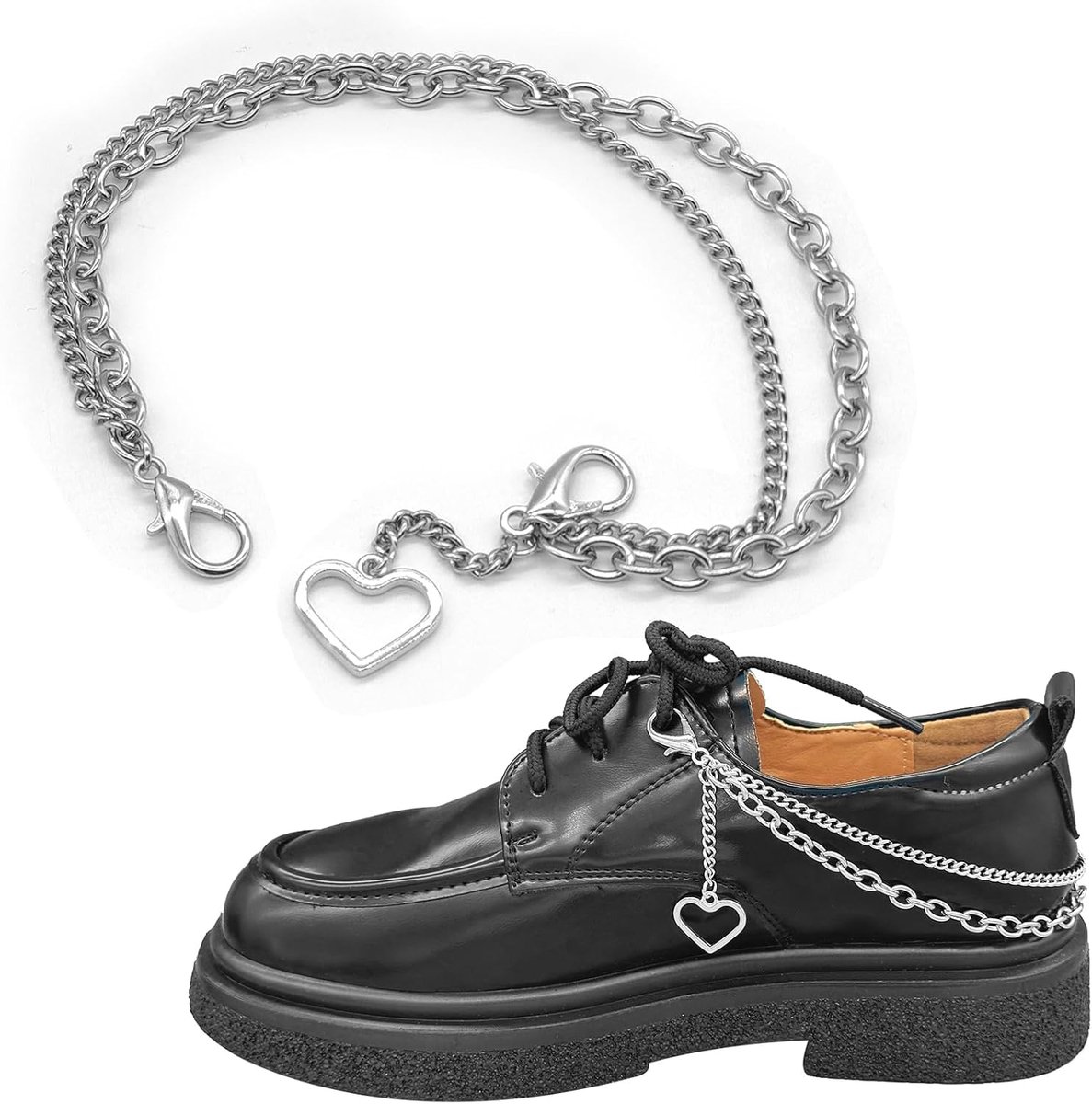 2 STKS Schoen Charms Ketting Schoenveter Kettingen DIY Punk Schoen Accessoires Decoratie voor Boot Sneaker Tas Handtassen Broek Ketting Sleutelhanger Cool Party voor Meisje Vrouwen