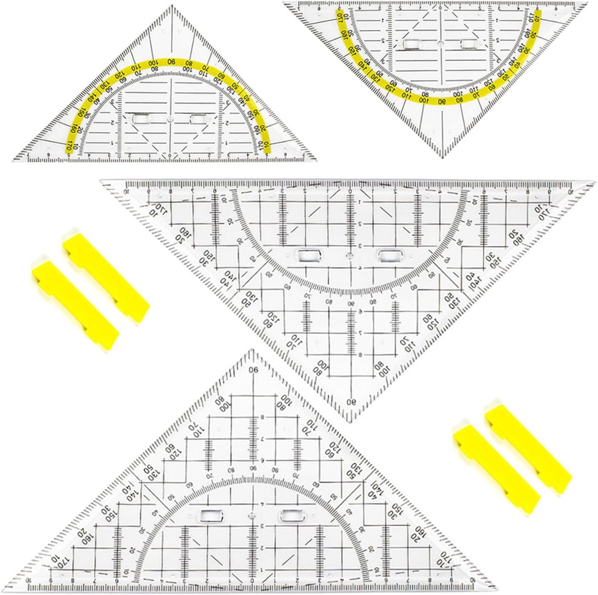 Geodriehoek 14 cm met greep - transparant - flexibel & krasbestendig - ideaal voor school en kantoor - ShopVlot