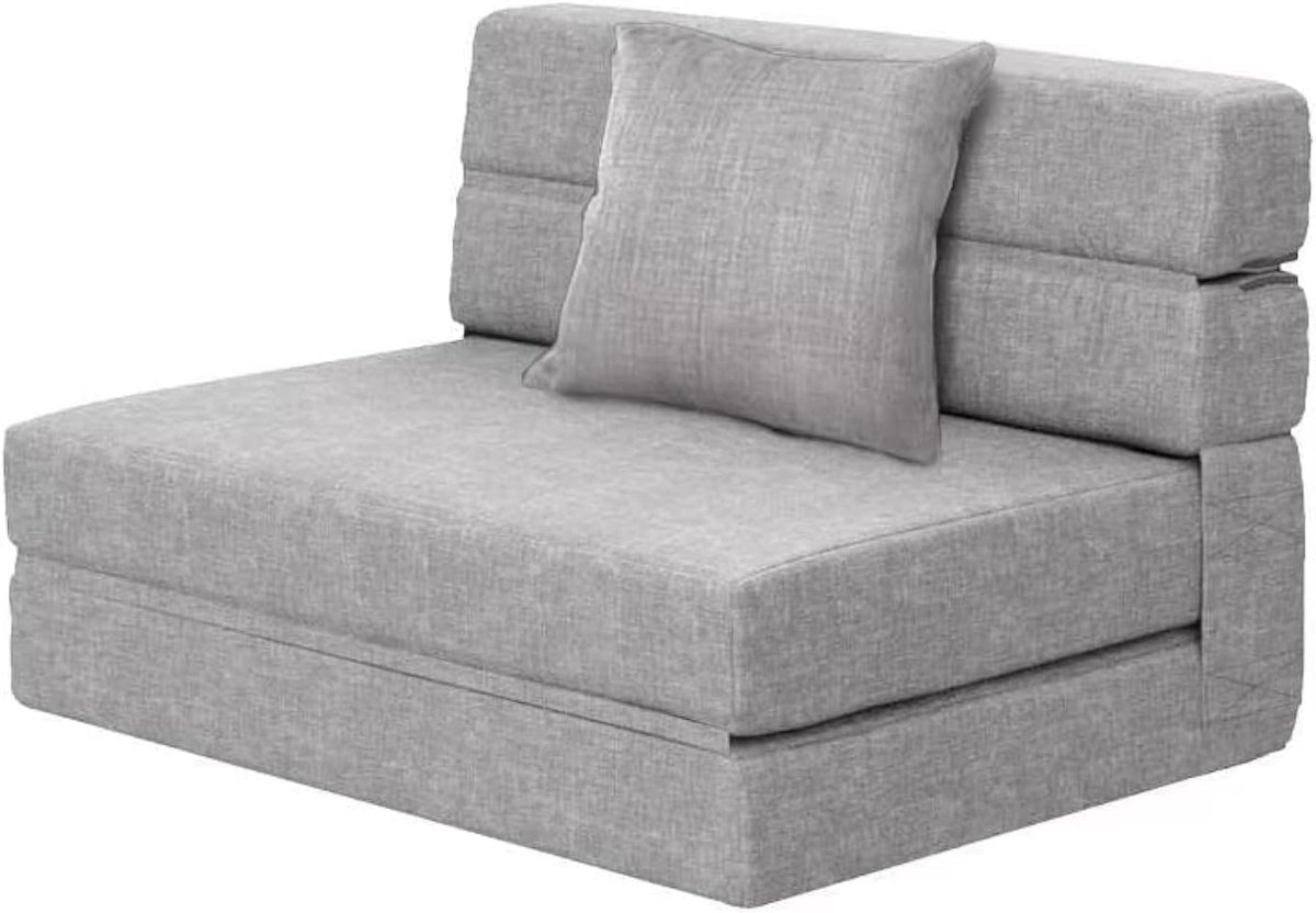 Traagschuim Uitklapbare Slaapbank met Kussen Twin Size Futon Slaapstoel voor Woonkamer Appartement (Twin, Light Grey) | Vouwmatras met traagschuim, uitstekende rugsteun, gemakkelijk te reinigen, ruimtebesparend ontwerp, direct klaar voor gebruik