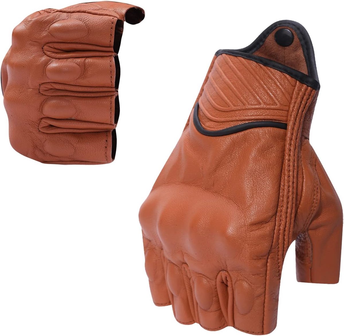 Handschoenen voor heren, motorhandschoenen heren, motorhandschoenen, lederen handschoenen, halve vingers, ongevoerd, motorfiets, outdoor autohandschoenen