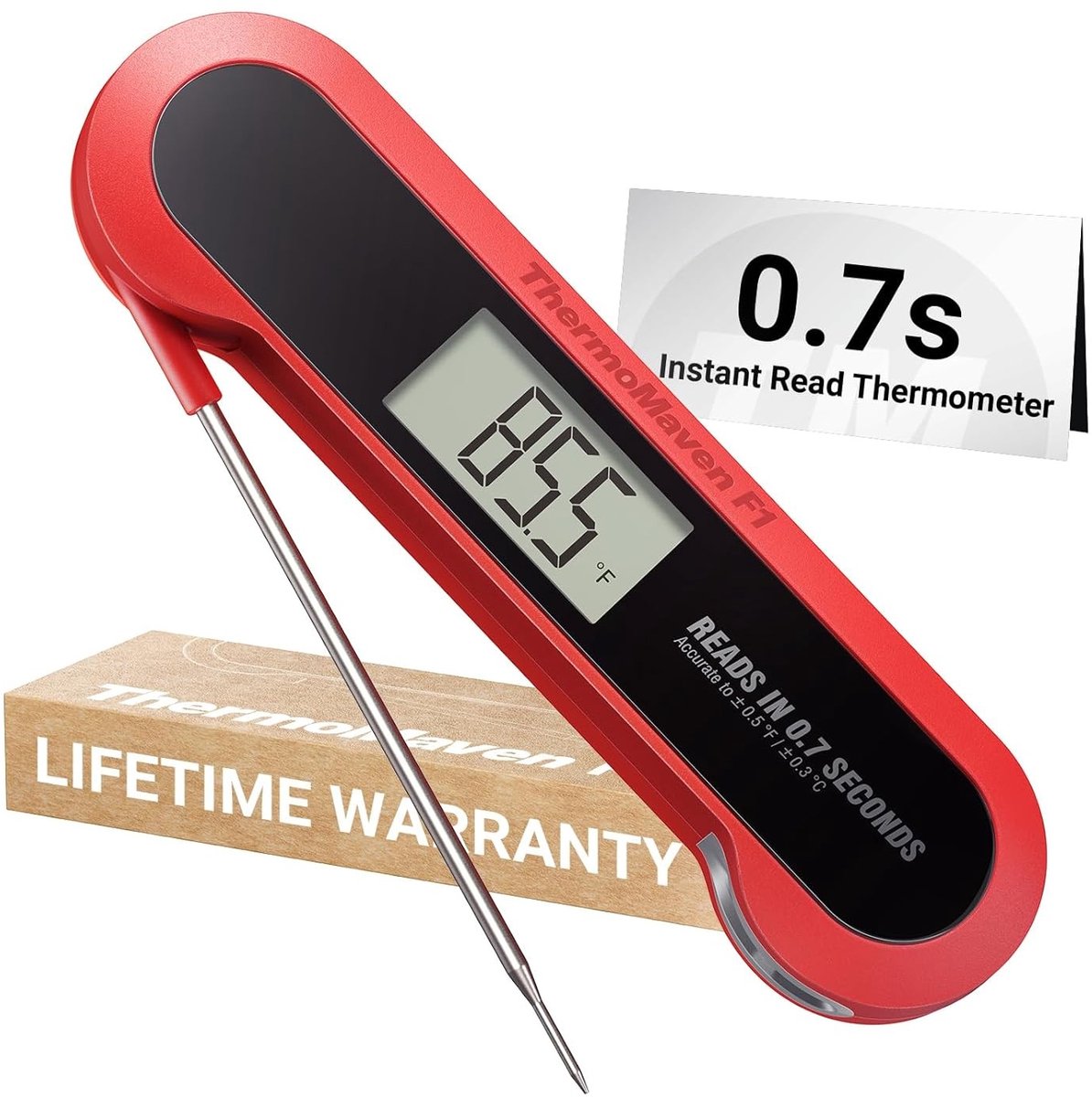 Digitale Vleesthermometer - Ultrasnelle 0,5 Seconde Meting - NIST ±0,3°C Nauwkeurig - IP67 Waterdicht - Voor BBQ en Koken