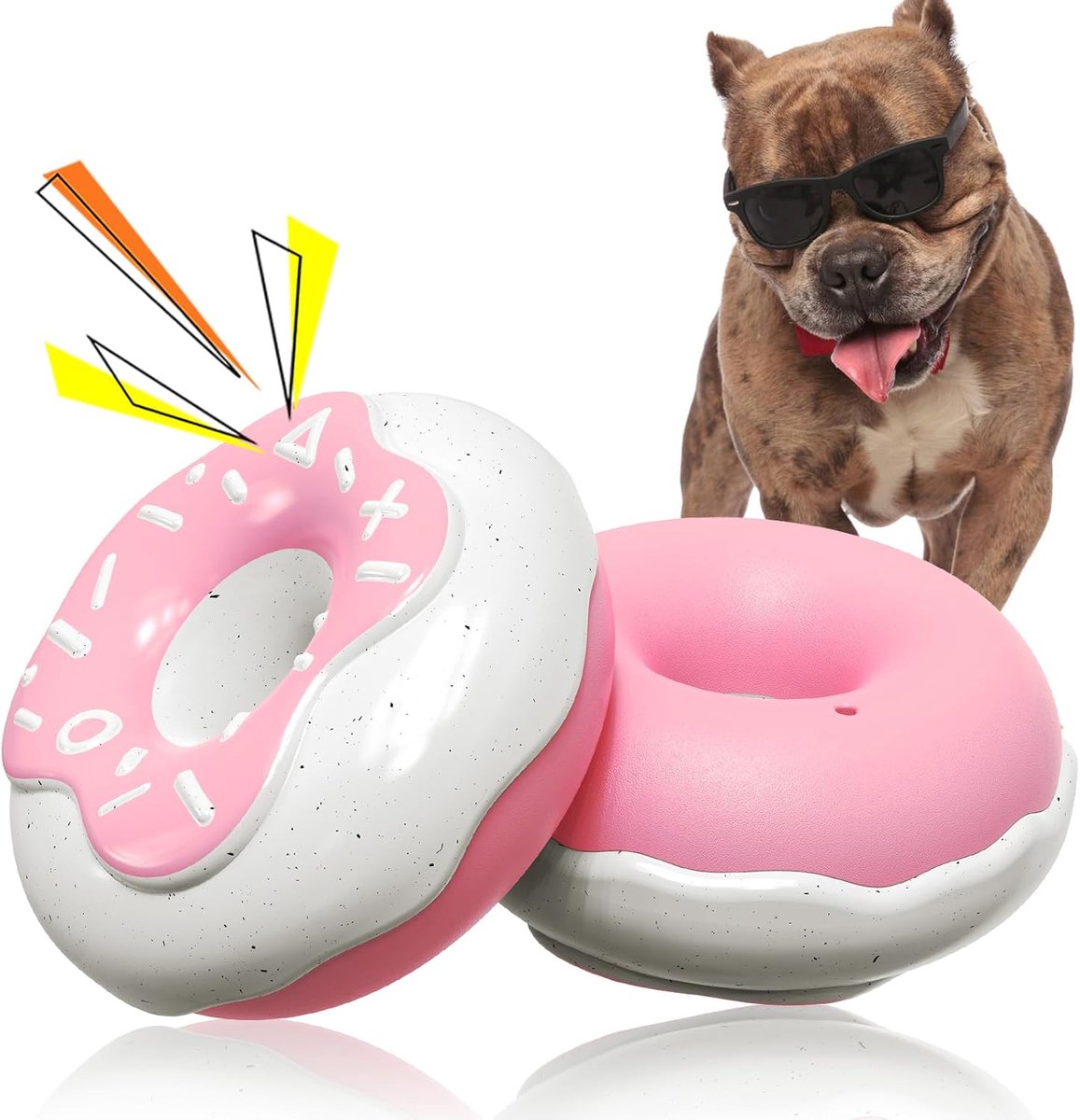 Donut hondenspeelgoed voor agressieve kauwers, donutvormig hondenkauwspeelgoed met een romig aroma, voor agressieve kauwers van middelgroot groot ras, speelgoed voor binnen en buiten