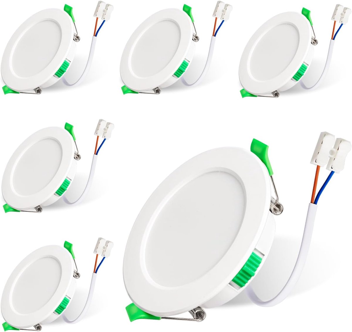 Ingebouwde led-spotlight, 230 V, 7 W, plafondspotlight, 6 IP44, waterdichte spot, 3000 K, 4000K, 6500K, led-spotverlichting, extra plat voor badkamer, keuken, woonkamer, hal, gat van 67-75 mm