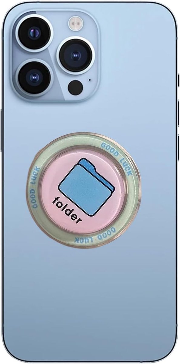 1 stuks magnetische handgreep, inklapbare standaard en handgreep, voor smartphone/Kindle/tablet, vingerhouder voor mobiele telefoon, blauwe map
