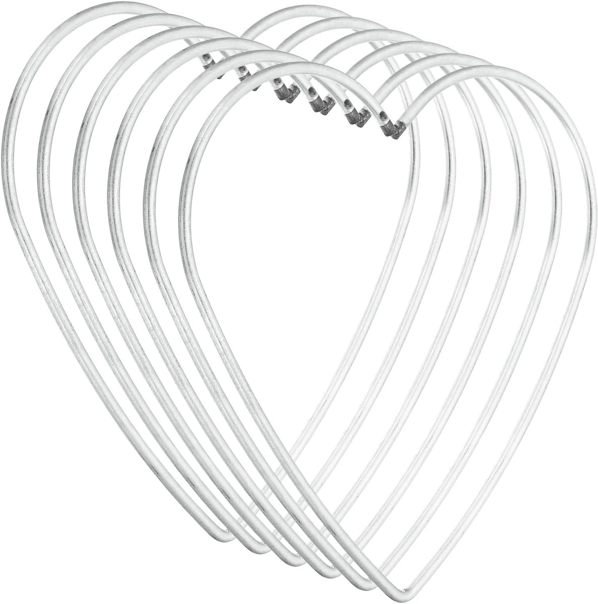 12,7 cm dromenvanger ringen, 6 stuks metalen hartvormige macramé krans bloemen ring hoepel voor thuis doe-het-zelf ambachtelijke bruiloft muur opknoping decoraties, zilver