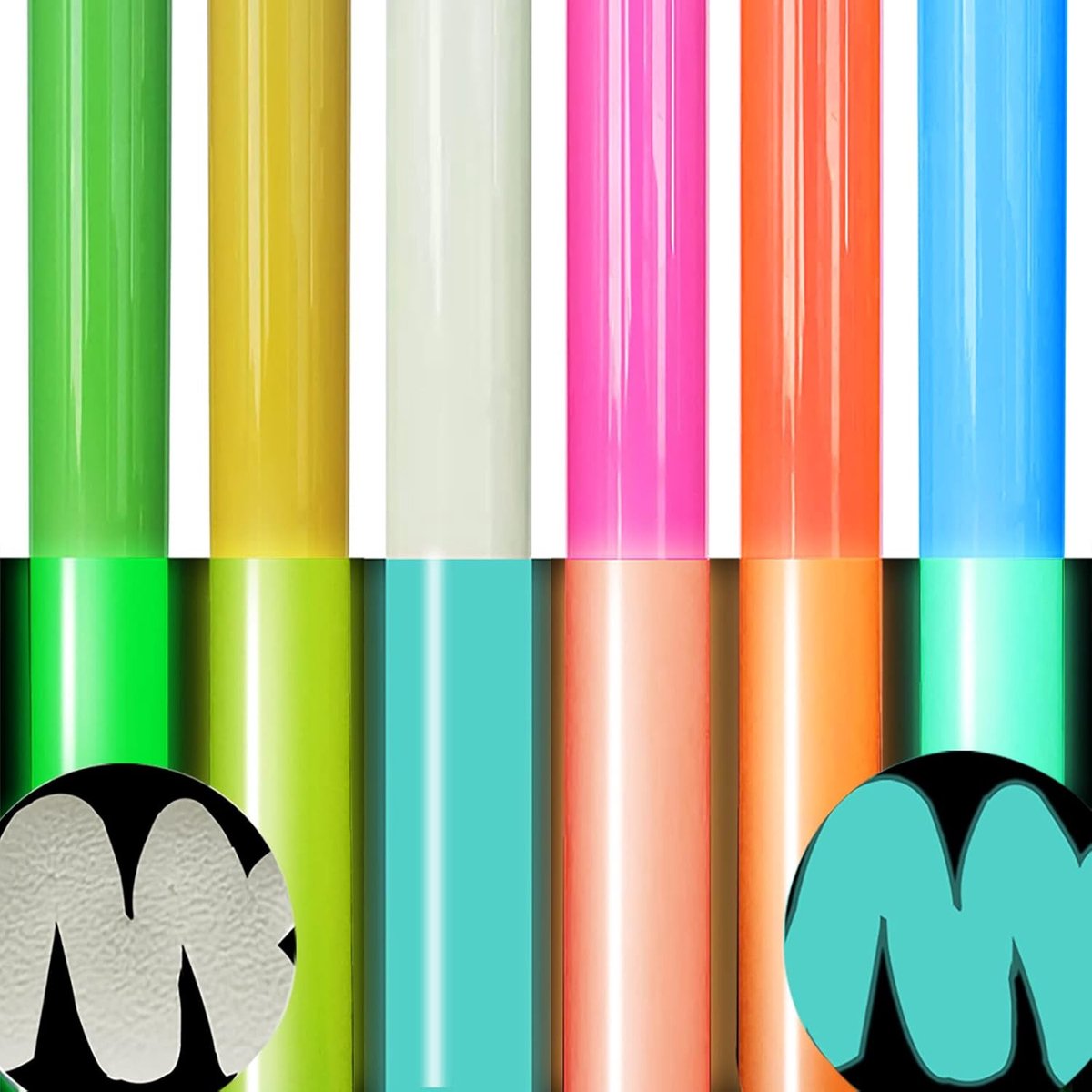 Vinyl Warmteoverdracht 3D, Glow in Dark HTV Iron On, Puff HTV-vinylbundel Lichtgevende Fluorescerende 6 Kleuren, Schuimende Warmteoverdracht Vinyl voor Warmte Persdoek 25 x 30 cm