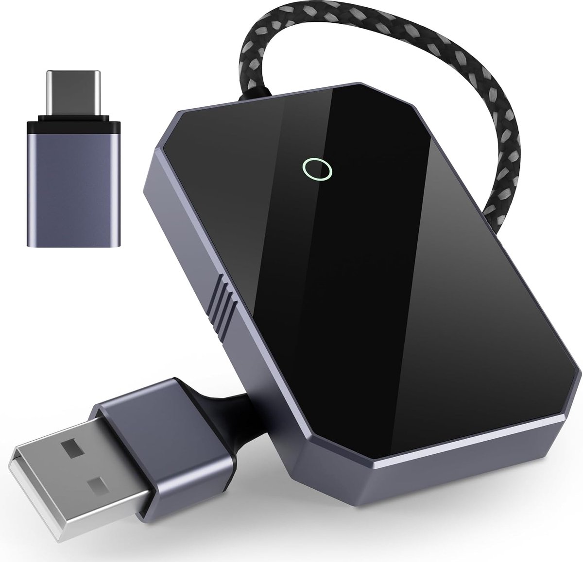 Carplay en Android Auto draadloze adapter, OEM Wired CarPlay en Android Auto naar draadloos, snel en stabiel, type C en USB, plug and play voor iOS 10+/Android 11+