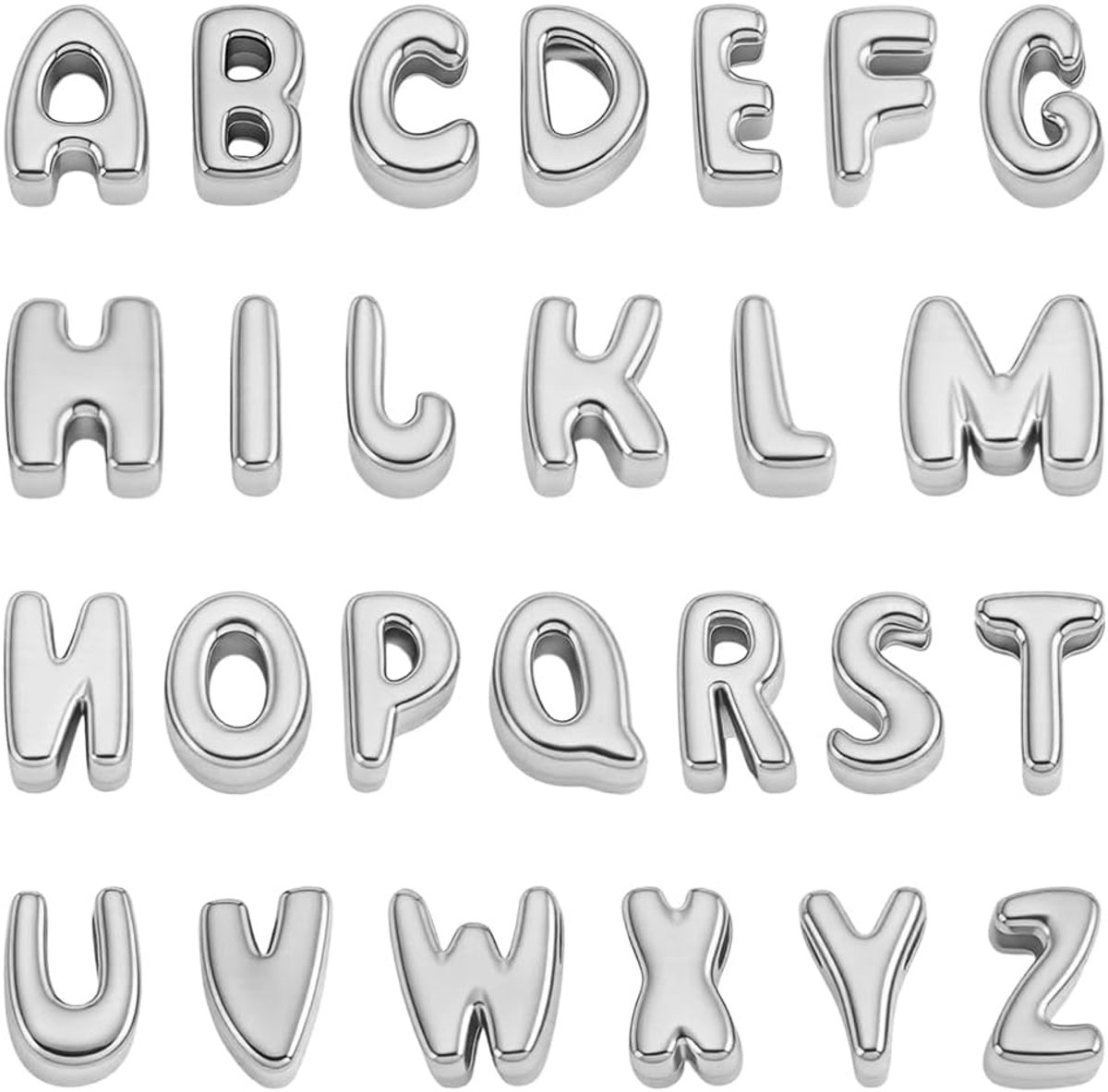 Kralen, 304 roestvrij staal A-Z alfabet spacer kraal groot gat losse kralen voor sieraden maken armbanden kettingen sleutelhangers ambachtelijke benodigdheden