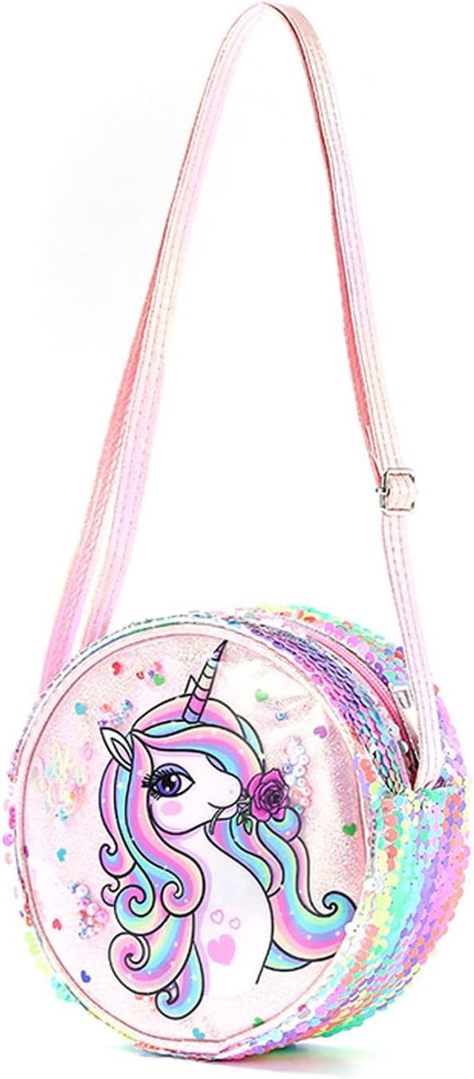 SnelShoppen - Unicorn Schoudertas voor Meisjes, Mini Sequins Rugzak, Kleine Handtas, Magische Eenhoorn Tas, Ideaal voor Kinderen, Feest, Dagelijks Geb