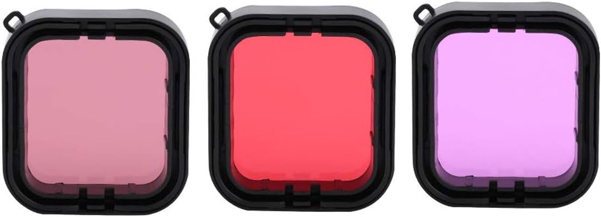 SnelShoppen - Camera Filter Set 3 Stuks, Rood, Roze, Onderwater Filter Set voor 5/6 Actiecamera, Onderwaterbehuizing, Breed Waterproof Snorkel Duikfil