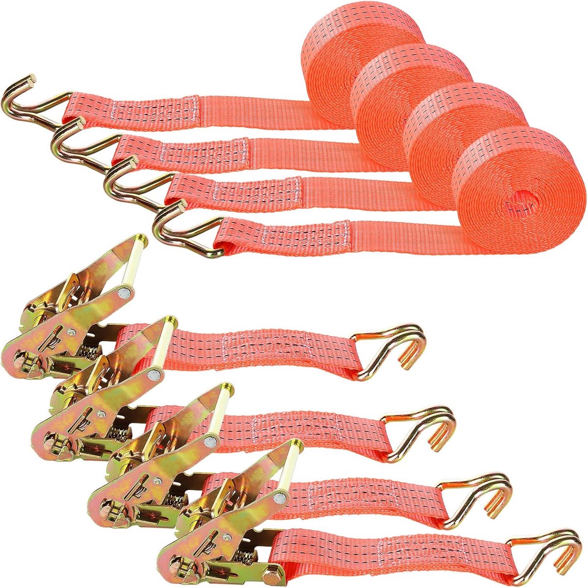 Sangles à cliquet 6 m - polyester met metalen haken - 800 kg draagvermogen - ideaal voor vervoer - ShopVlot