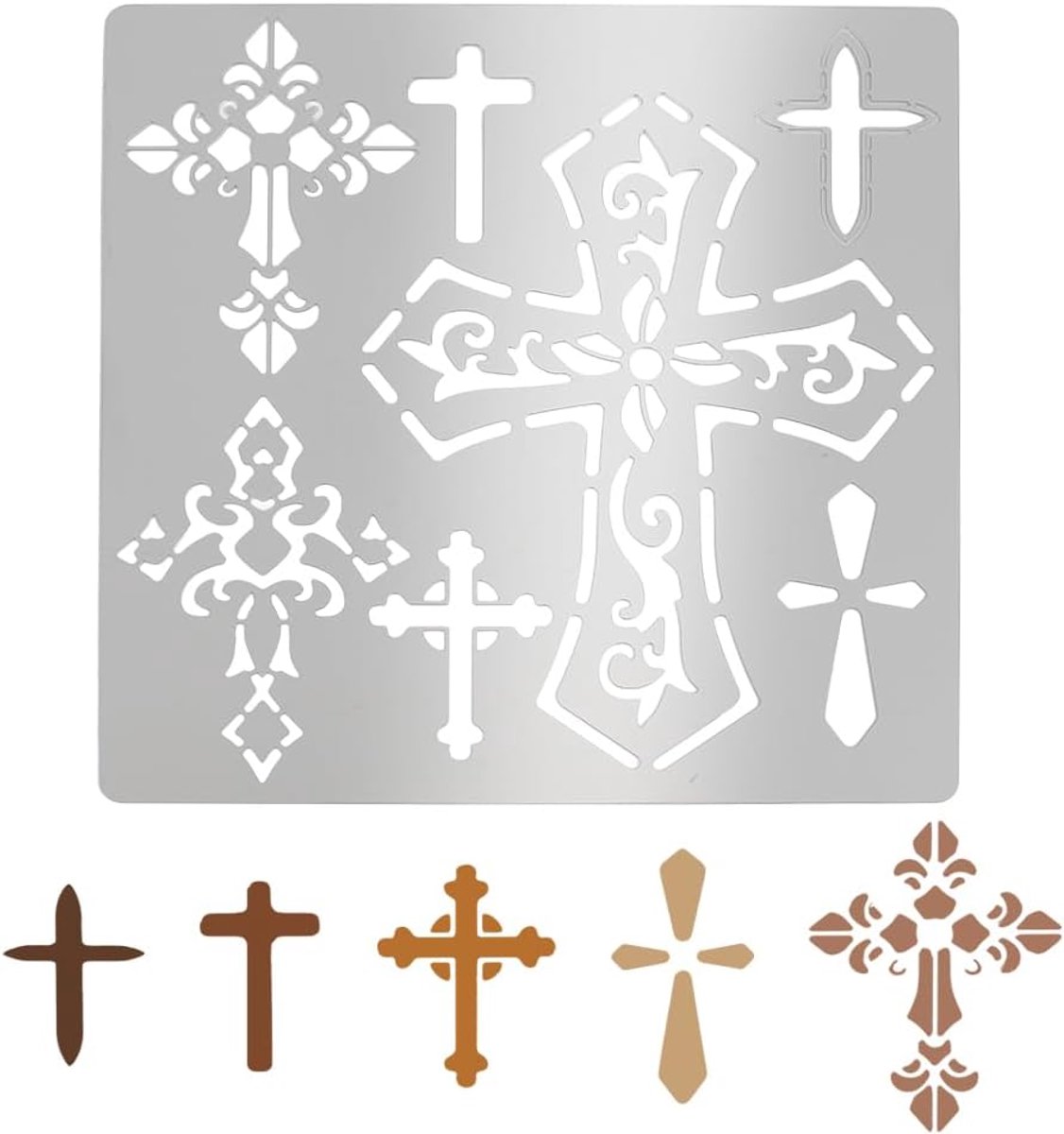 SnelShoppen - Cross Metalen Sjablonen voor Schilderen - 6,2 Inch Herbruikbare RVS Sjablonen voor Paasdecoratie, St. Patrick's Day en Wenskaarten