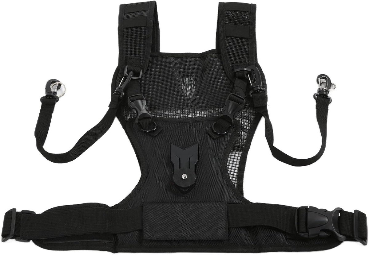 SnelShoppen - Dubbele Camera Strap, Multi-camera Draagharnas Vest Systeem met Zijholster en Veilige Riemen voor DSLR Camera's, Klimmen, Trouwen, Reize