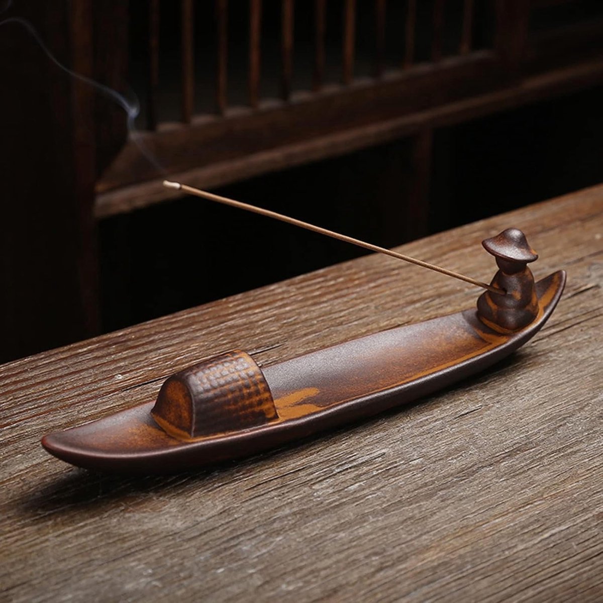 SnelShoppen - Ceramische Wierookstokhouder Boot met Asopvang - Handgemaakt van Hoogwaardige Keramiek - Voor Meditatie, Yoga, Spa en Kantoor (#2)