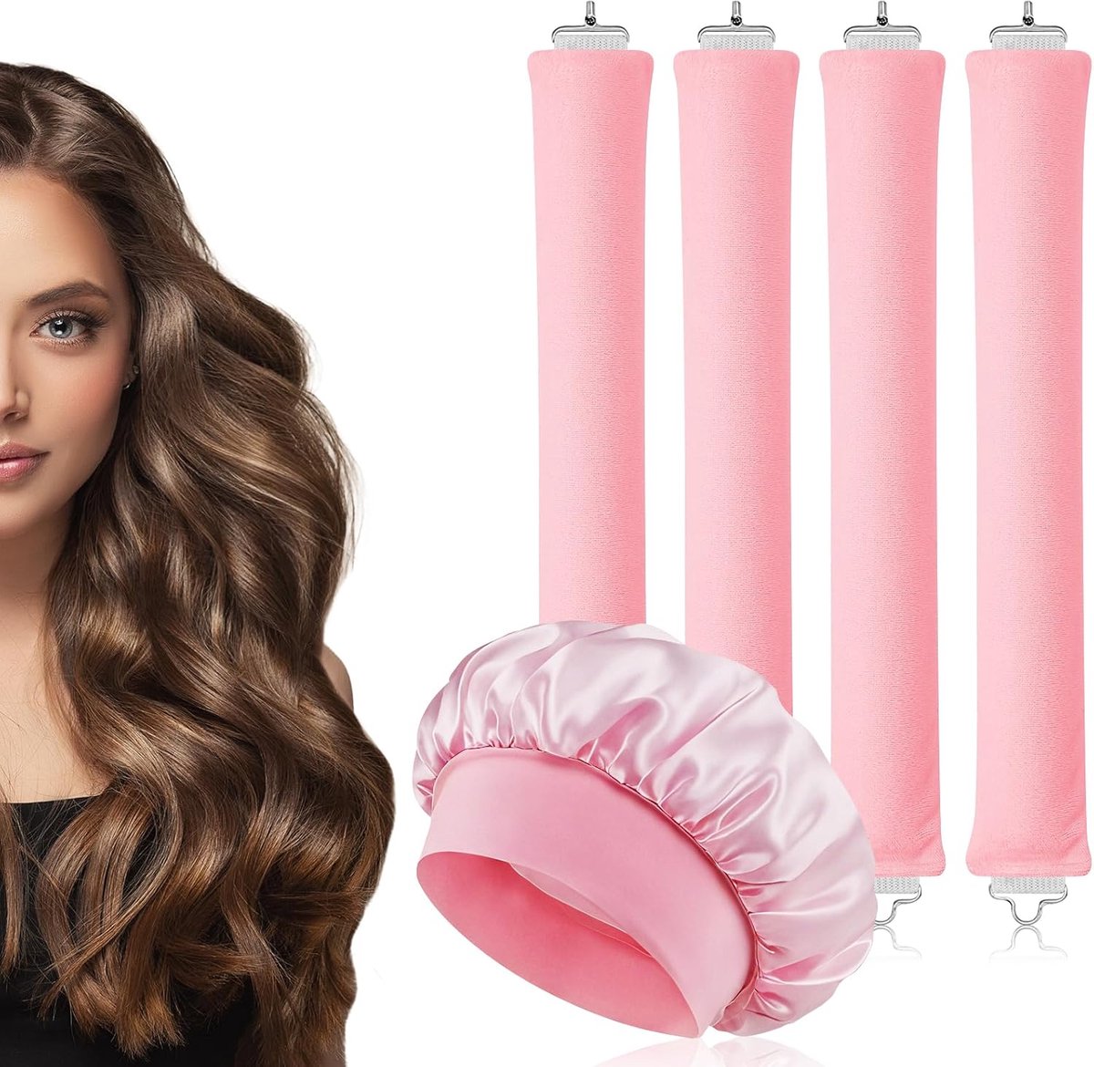 Heatless Curls Band 5 stuks, 's nachts overnight blowout krullen zonder hitte, nieuwe krulspelden krullen zonder hitte, doe-het-zelf overnight krullen rubber hittevrije krulspelden voor