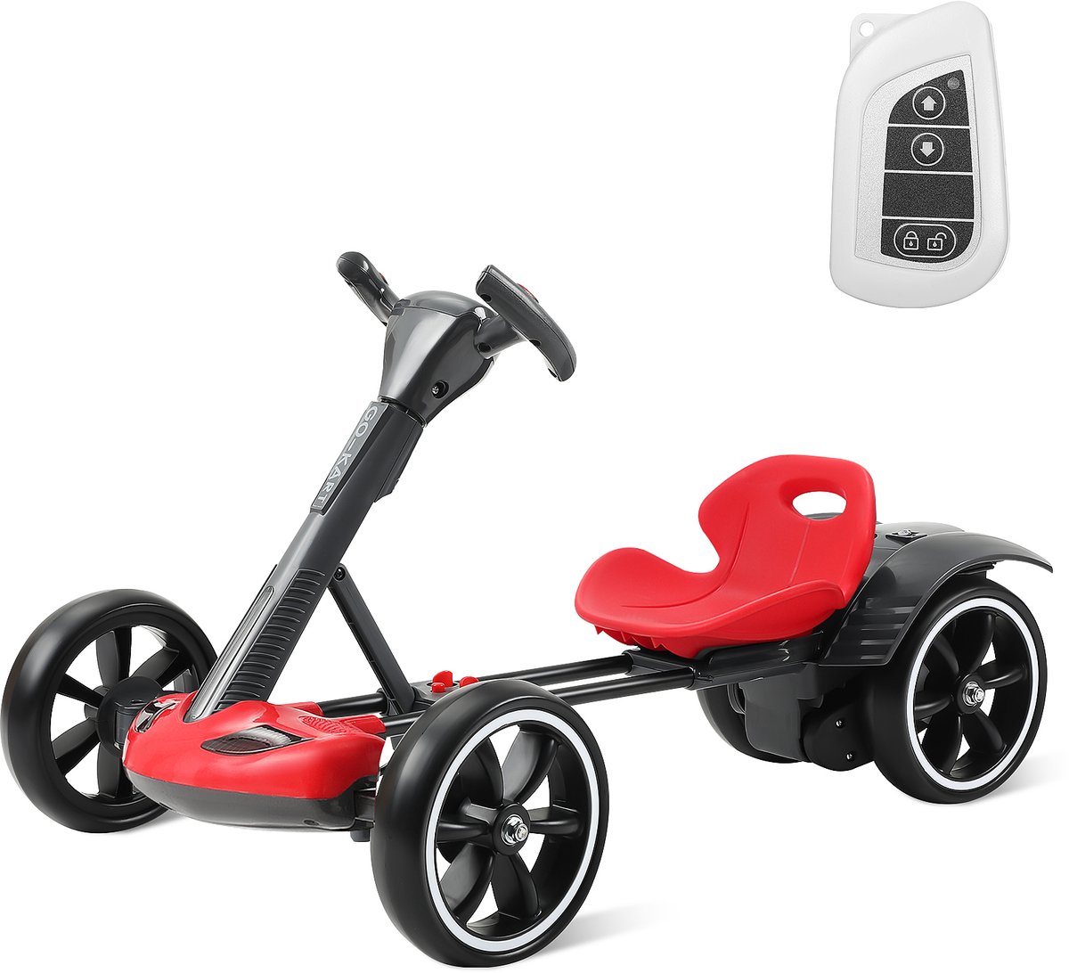 Elektrische Kinderkart Rood – Met Afstandsbediening, Bluetooth Speaker, 3-5 km/u – Max. 50 kg – Geschikt voor 3-8 Jaar – Incl. Oplader – EU-stekker